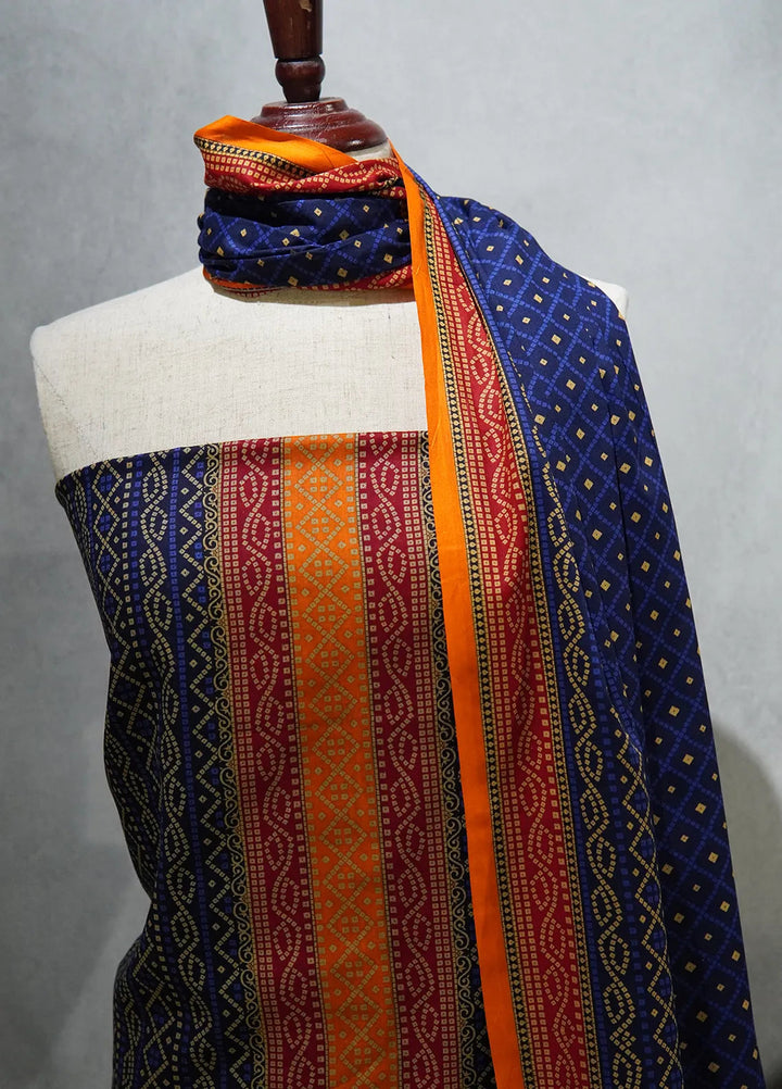 Farah N Faria By Bin Saeed Embroidered Lawn Suit Unstitched 3 Piece Blue BS24F - Summer Collection