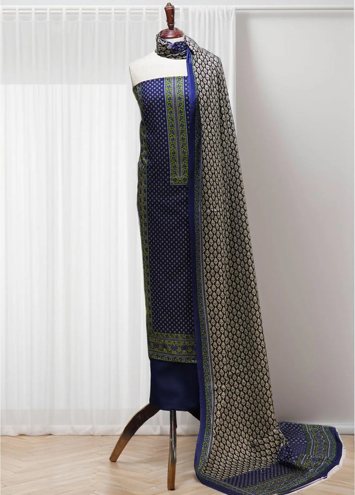 Farah N Faria By Bin Saeed Embroidered Lawn Suit Unstitched 3 Piece BS24F Blue - Summer Collection