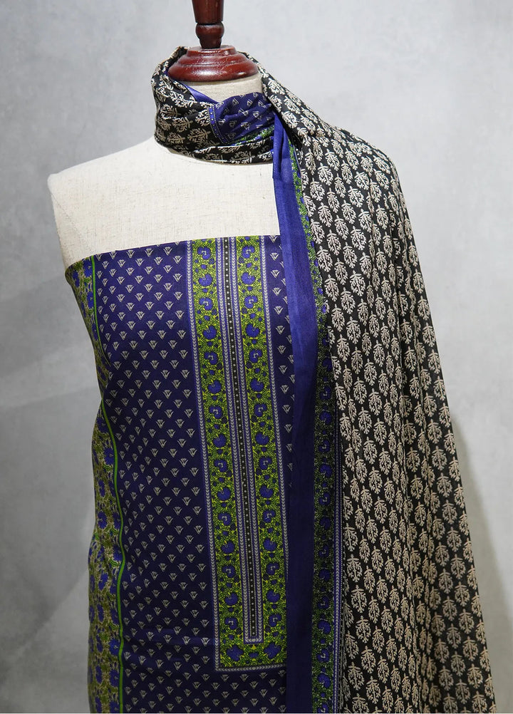 Farah N Faria By Bin Saeed Embroidered Lawn Suit Unstitched 3 Piece BS24F Blue - Summer Collection