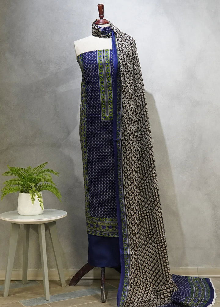 Farah N Faria By Bin Saeed Embroidered Lawn Suit Unstitched 3 Piece BS24F Blue - Summer Collection