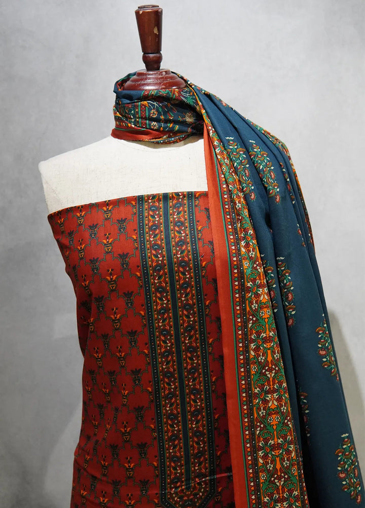 Farah N Faria By Bin Saeed Embroidered Lawn Suit Unstitched 3 Piece BS24F Orange - Summer Collection