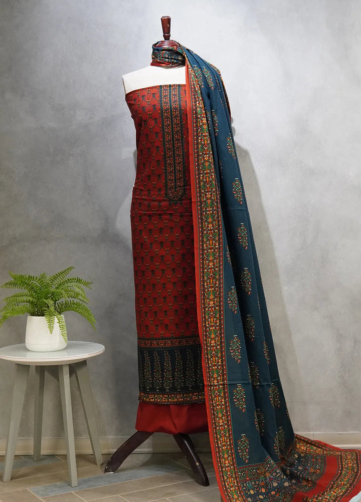 Farah N Faria By Bin Saeed Embroidered Lawn Suit Unstitched 3 Piece BS24F Orange - Summer Collection