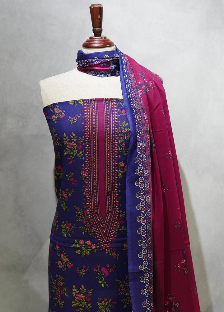 Farah N Faria By Bin Saeed Embroidered Lawn Suit Unstitched 3 Piece BS24F Purple - Summer Collection