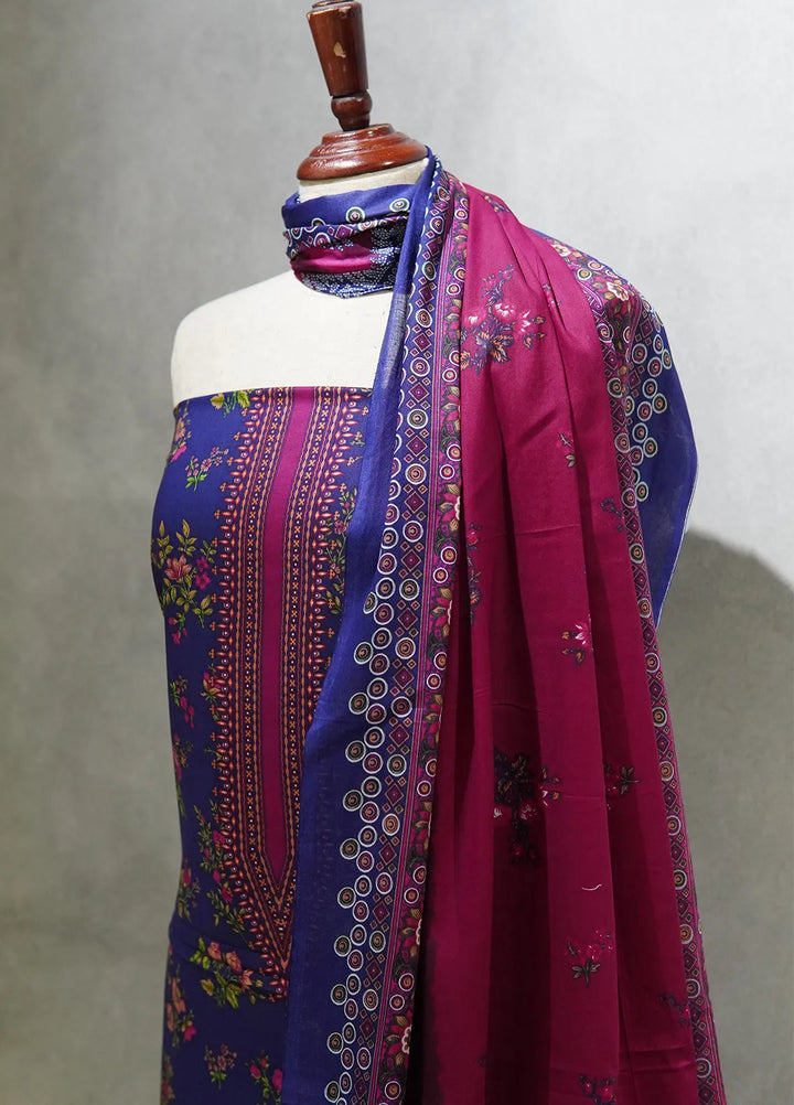 Farah N Faria By Bin Saeed Embroidered Lawn Suit Unstitched 3 Piece BS24F Purple - Summer Collection