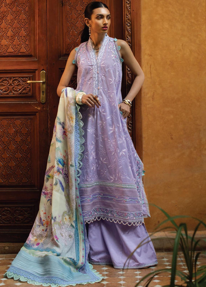 Kesh By Farah Talib Aziz Embroidered Lawn Suits Unstitched 3 Piece FTA23K FTA-04 Zat Lavender - Luxury Collection
