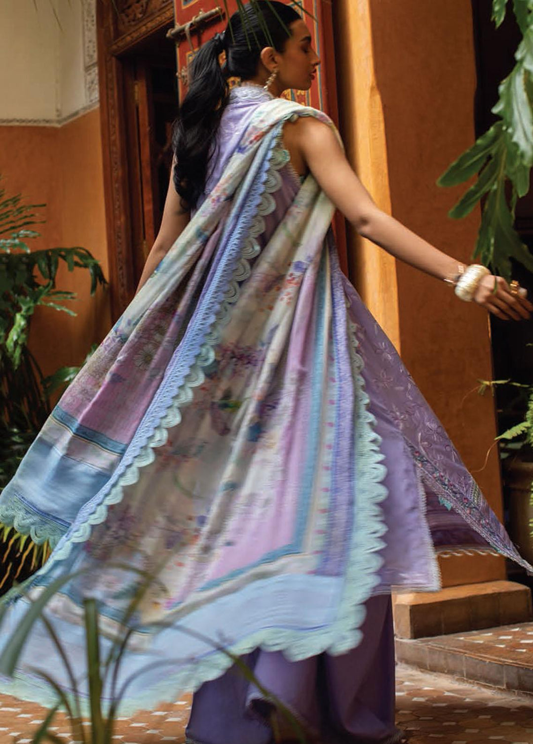 Kesh By Farah Talib Aziz Embroidered Lawn Suits Unstitched 3 Piece FTA23K FTA-04 Zat Lavender - Luxury Collection