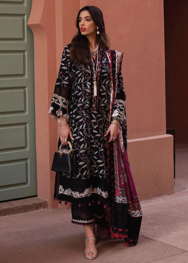 Kesh By Farah Talib Aziz Embroidered Lawn Suits Unstitched 3 Piece FTA23K FTA-08 Noir Souq - Luxury Collection