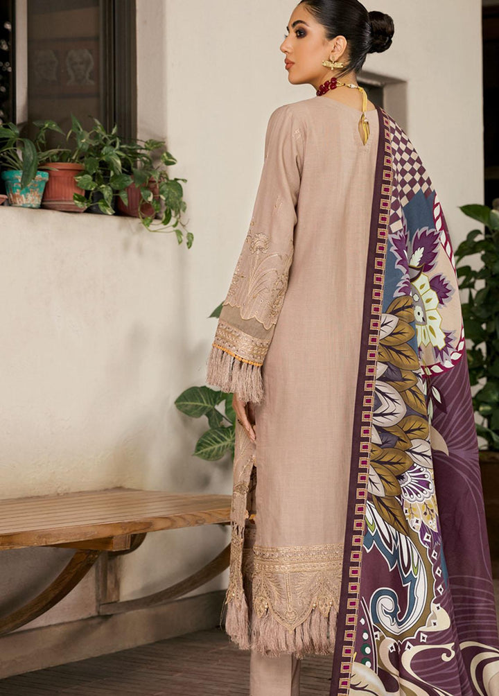 Farasha Embroidered Khaddar Suits Unstitched 3 Piece FSH21K 02 Satin Sand - Winter Collection