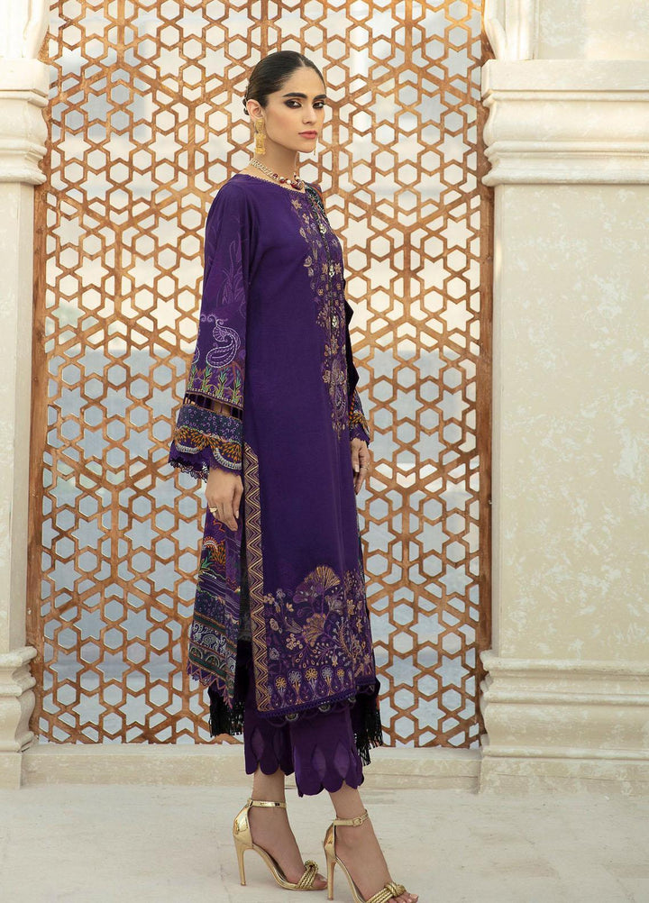 Farasha Embroidered Linen Suits Unstitched 3 Piece FSH21L 10-INDIGO - Winter Collection