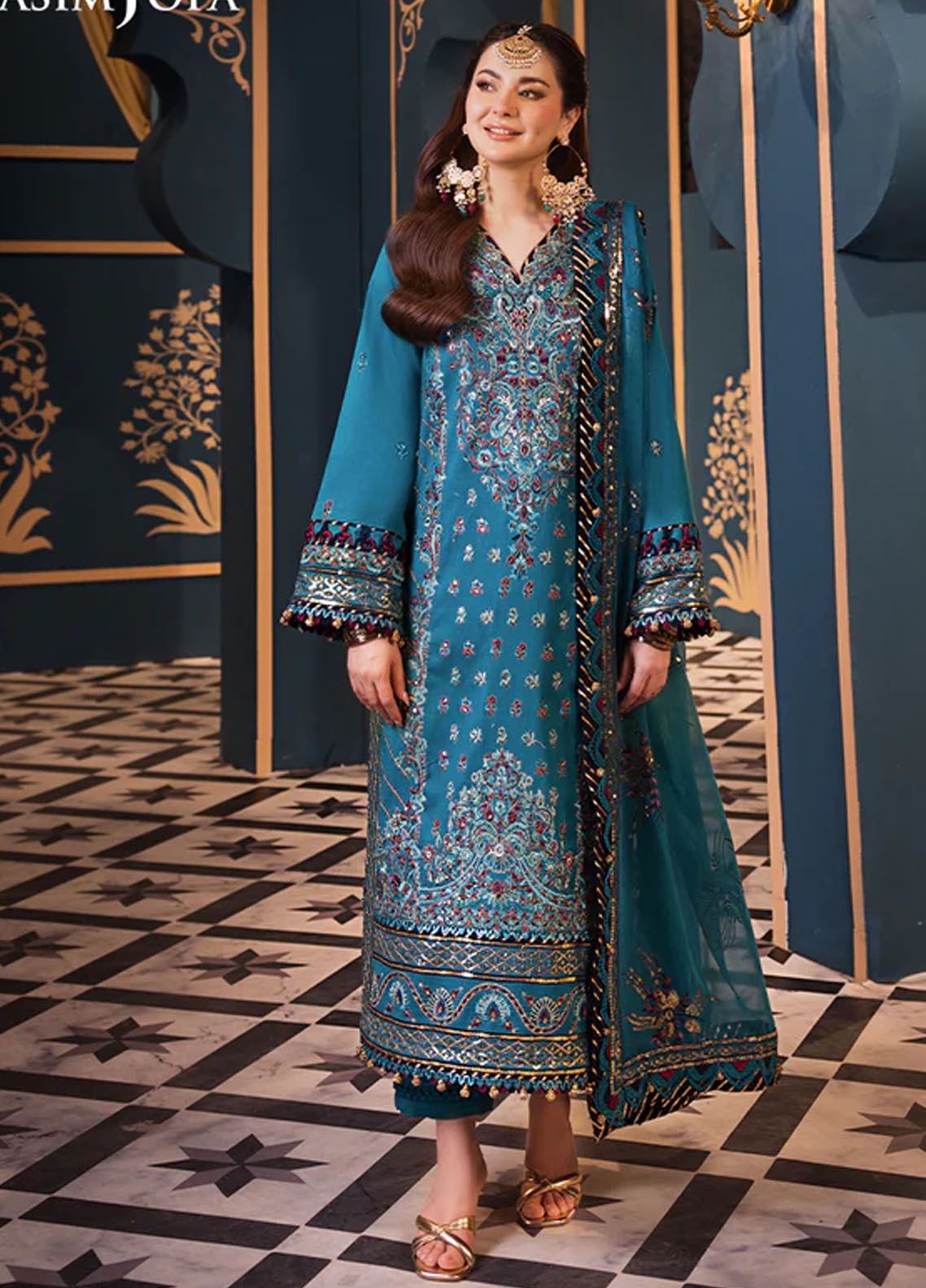 Fasana-e-Ishq By Asim Jofa Embroidered Lawn Suit Unstitched 3 Piece AJ24F AJFI-07 - Luxury Collection