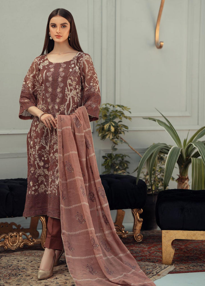 Fascino Embroidered Khaadi Net Suits Unstitched 3 Piece FN22F BLOSSOM - Festive Collection