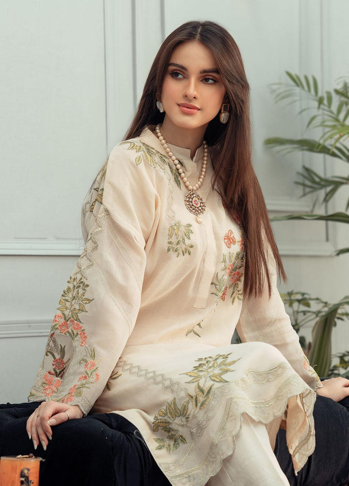 Fascino Embroidered Khaadi Net Suits Unstitched 3 Piece FN22F Butterscotch - Festive Collection