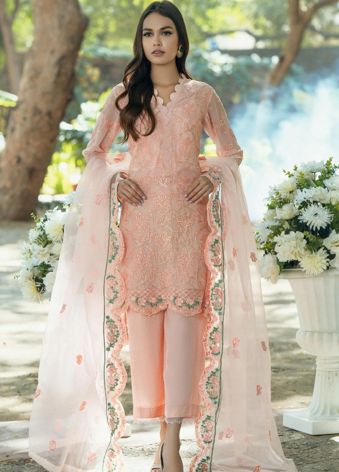 Fascino Embroidered Chiffon Suits Unstitched 3 Piece FN21LF Lotus - Luxury Collection