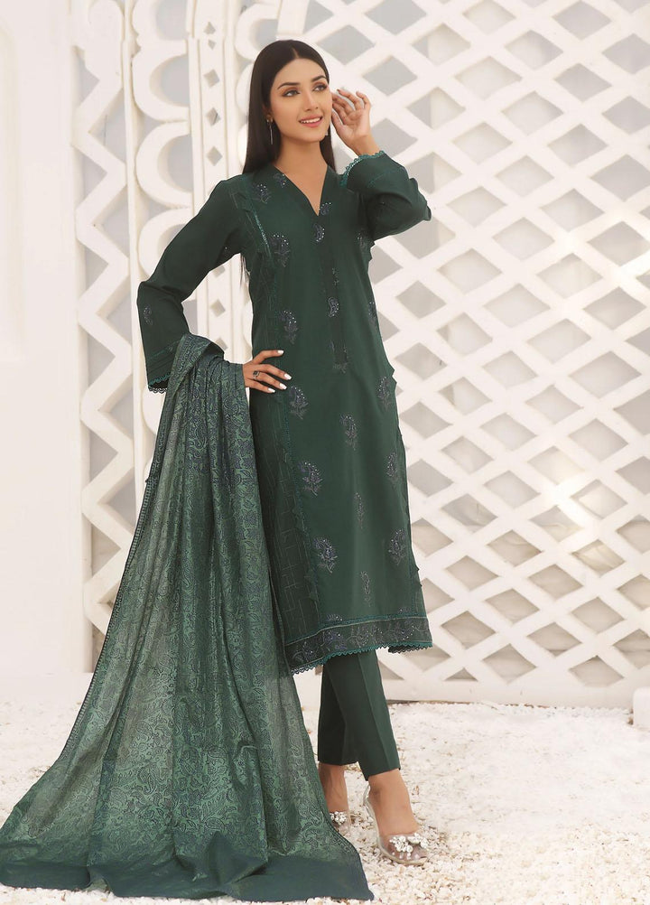 Fascino Pret Embroidered Cotton 3 Piece Suit Lemon Grass