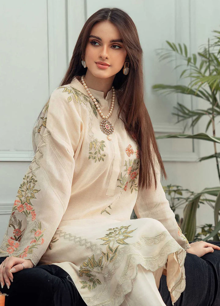 Fascino Pret Embroidered Khadi Net 3 Piece Suit Butterscotch