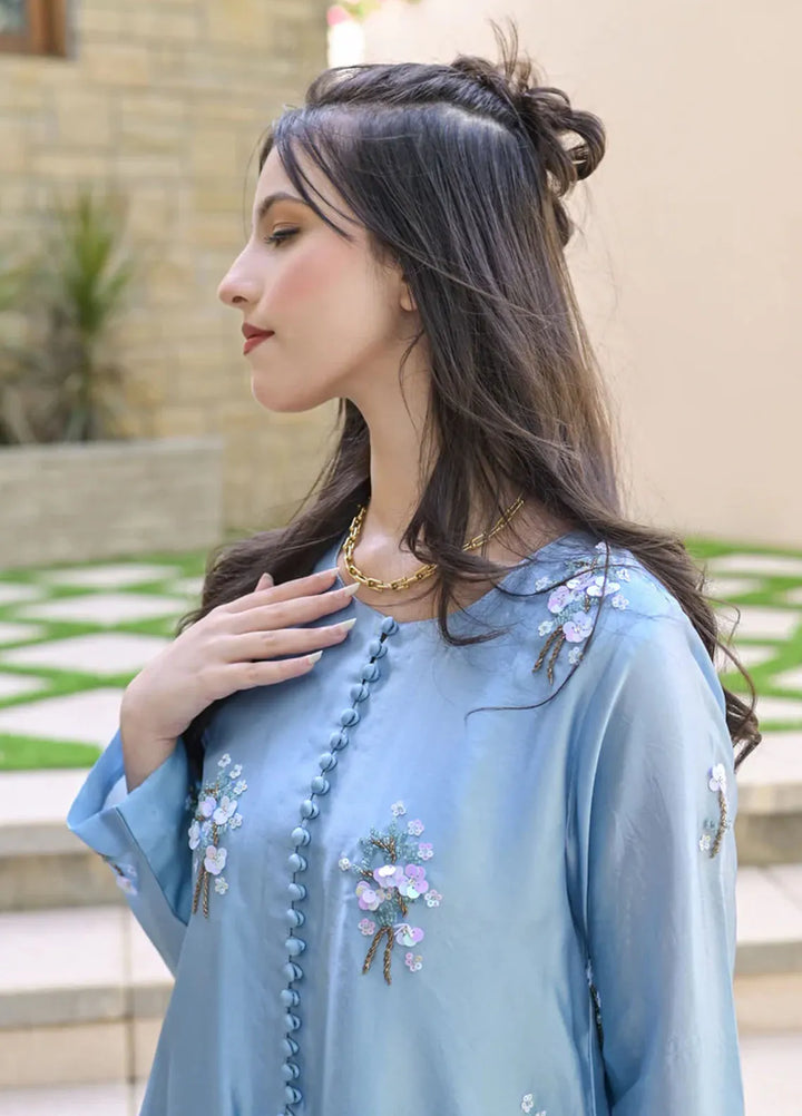 Fascino Pret Embroidered Silk 2 Piece Suit Topaz