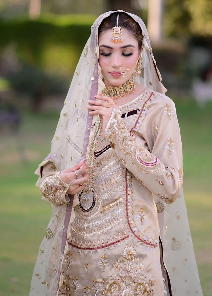 Fashion Corner Pret Embroidered Organza 3 Piece Dress Traditional Nikah Dress Golden