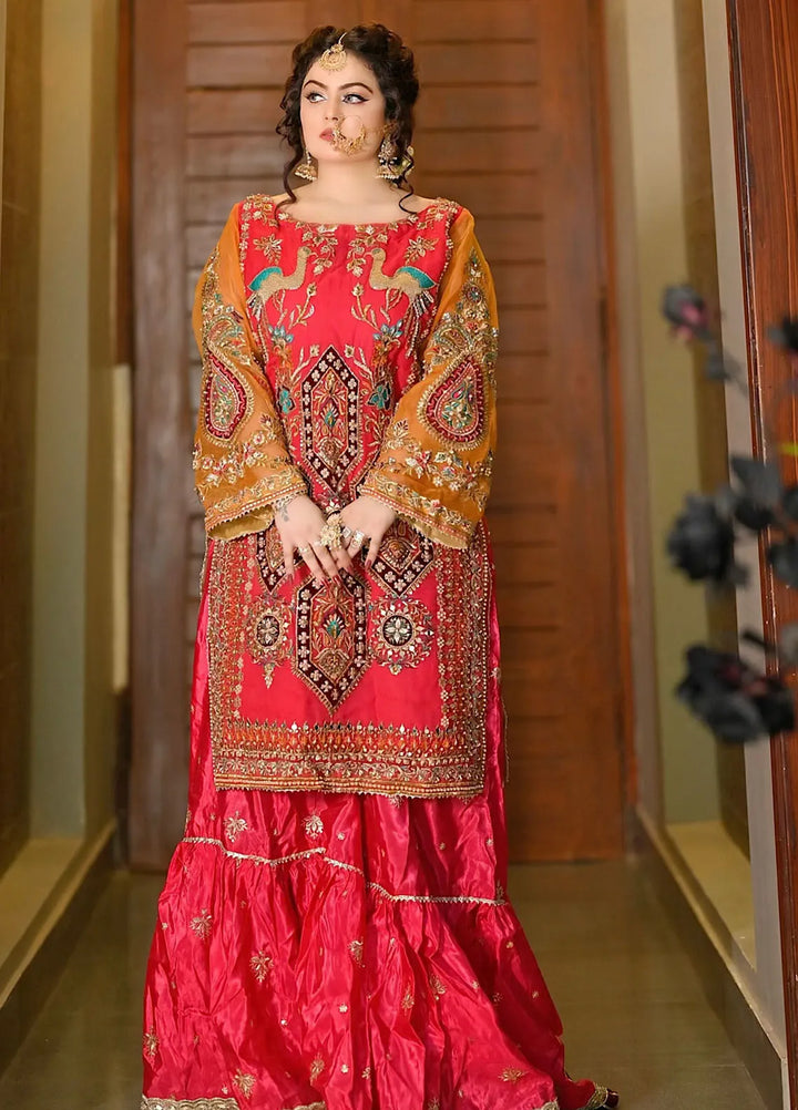 Fashion Corner Pret Embroidered Organza 3 Piece Dress Traditional Nikah Dress Shocking Pink