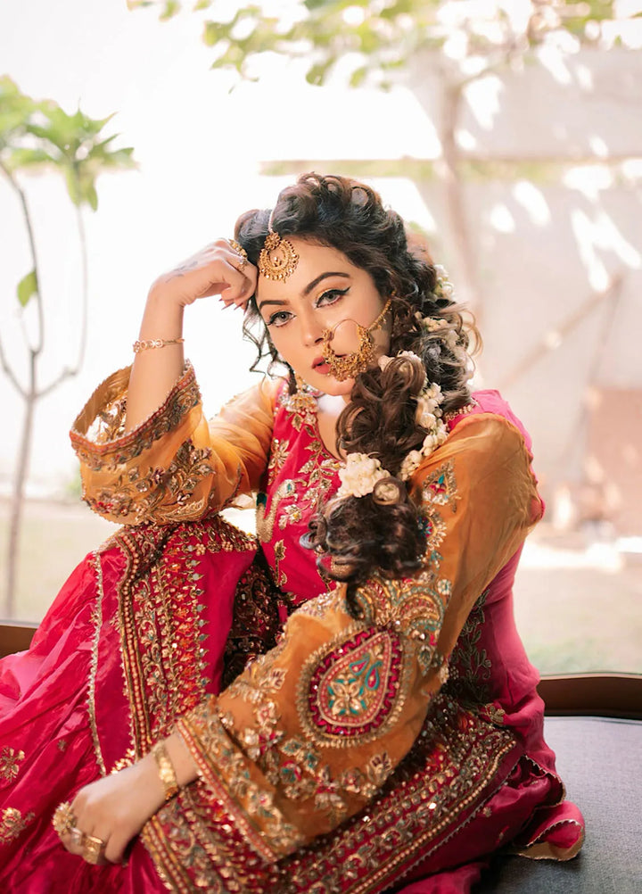 Fashion Corner Pret Embroidered Organza 3 Piece Dress Traditional Nikah Dress Shocking Pink