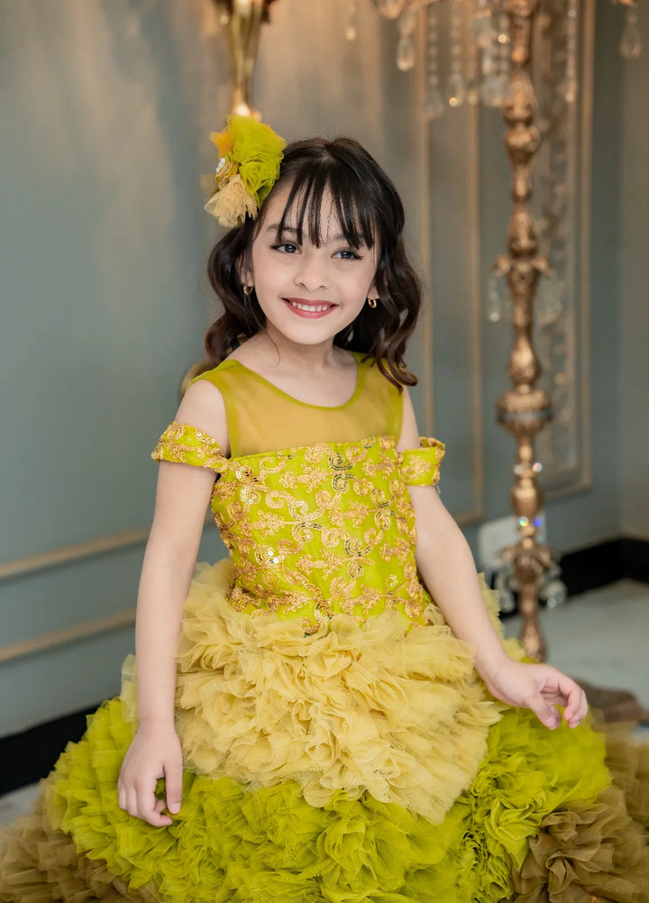 Fashion With Style Hub Pret Plain Net 1 Piece Mint Marvel Frock