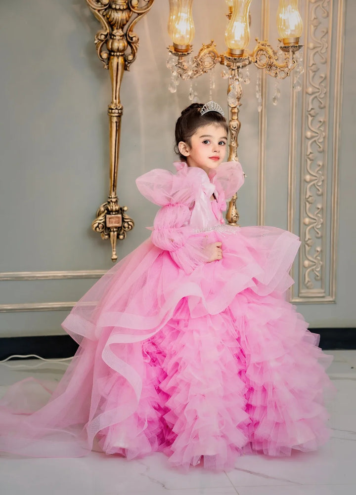 Fashion With Style Hub Pret Plain Net 1 Piece Petal Frock