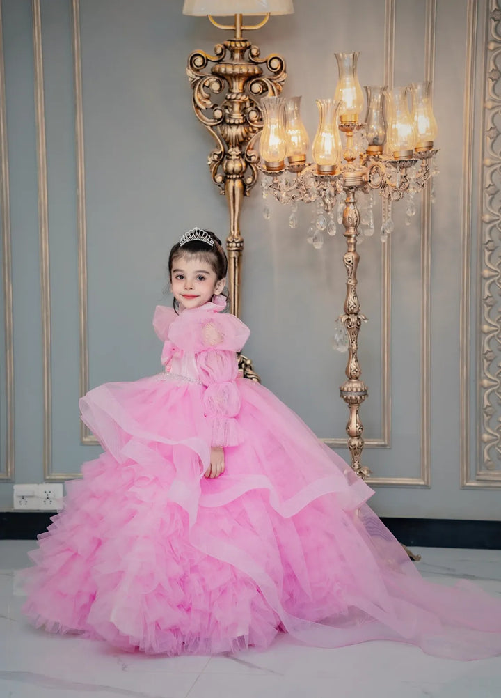 Fashion With Style Hub Pret Plain Net 1 Piece Petal Frock