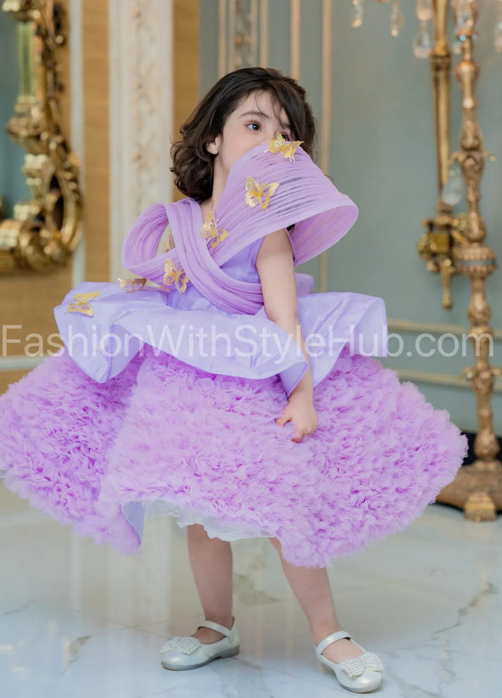 Fashion With Style Hub Pret Plain Net 1 Piece Viola Frock