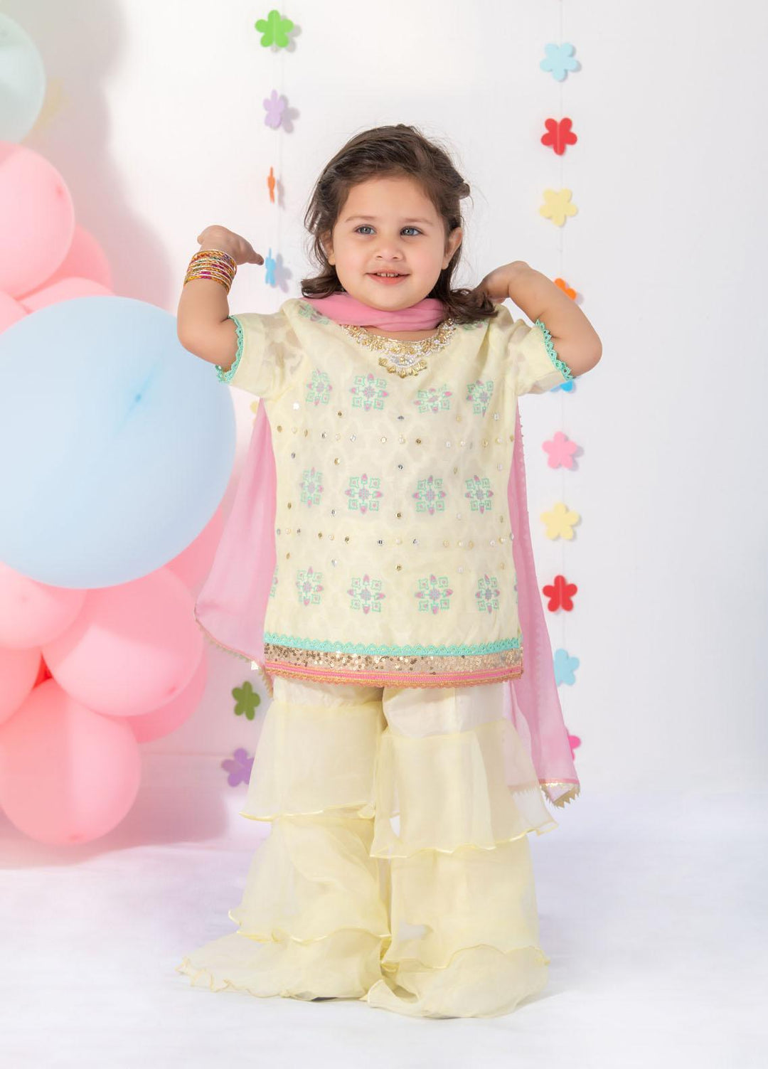 Fatima Khan Khaadi Net Fancy 2 Piece Suit for Girls - 4905 MELLOW YELLOW