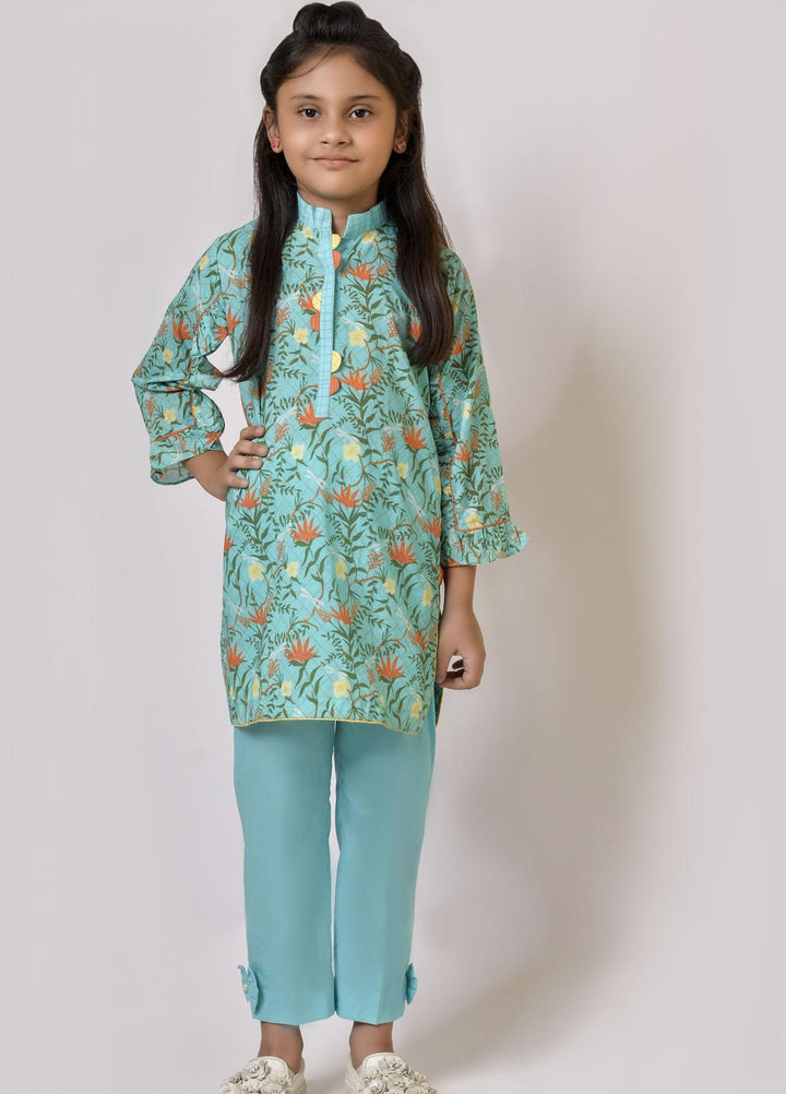 Fauve Lawn Fancy Pret Girls 2 Piece Suit -  FSFG-012 Aqua Blue
