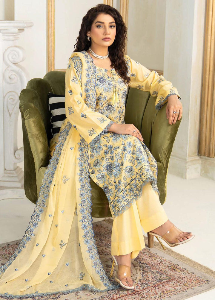 Feroza Embroidered Lawn Suits Unstitched 3 Piece FZ23LL-2 D-07 - Luxury Collection