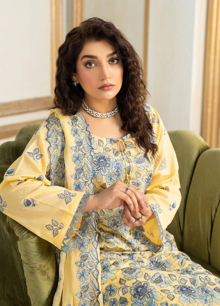 Feroza Embroidered Lawn Suits Unstitched 3 Piece FZ23LL-2 D-07 - Luxury Collection