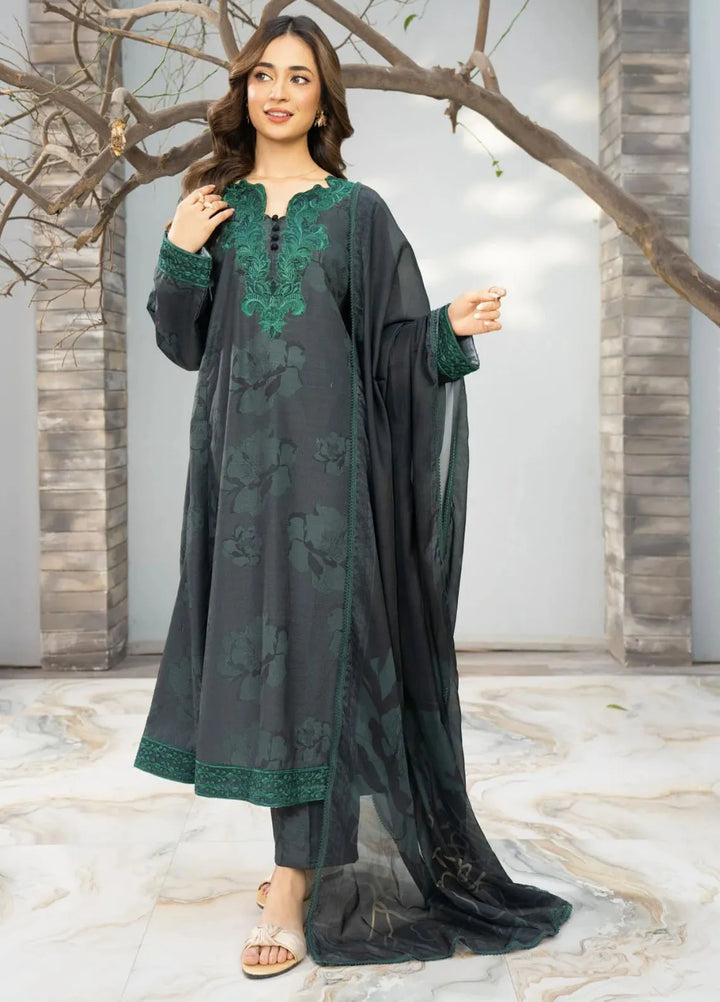 Fiona by Panache Apparel Pret Embroidered Cambric Lawn 3 Piece Suit Moss
