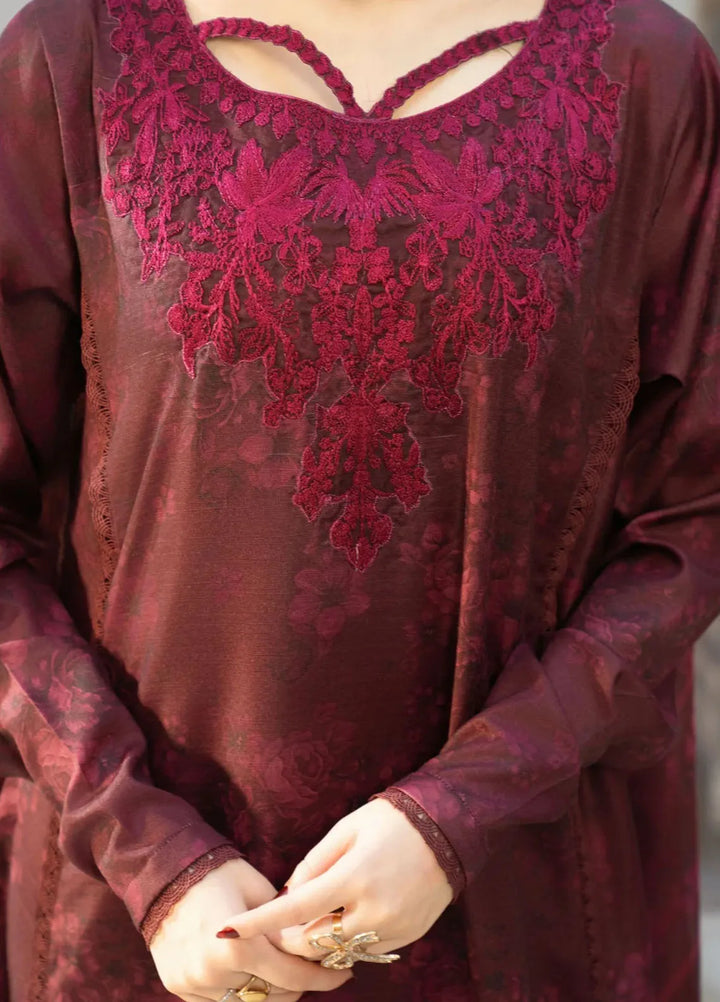 Fiona by Panache Apparel Pret Embroidered Cambric Lawn 3 Piece Suit Rosso