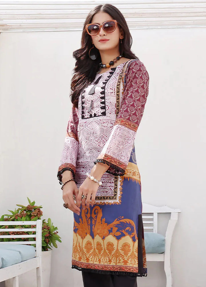 Fiona Pret Casual Lawn Kurti Blue Mahogny