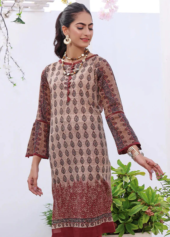 Fiona Pret Casual Lawn Kurti Maroon Primrose