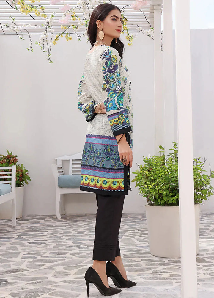 Fiona Pret Casual Lawn Kurti Off White Scarlet