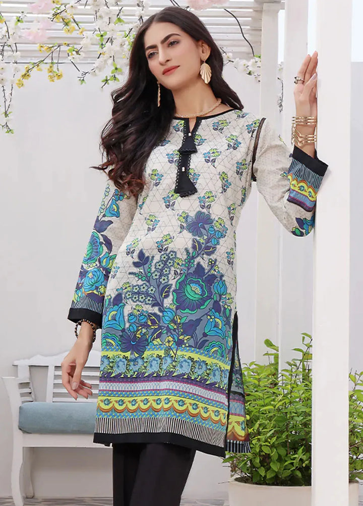 Fiona Pret Casual Lawn Kurti Off White Scarlet