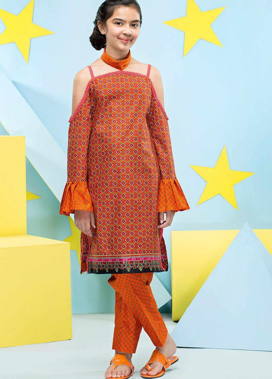 Five Star Classic Kids Cotton Printed Cambric Suits Unstitched 2 Piece FS21CK 716-A - Winter Collection