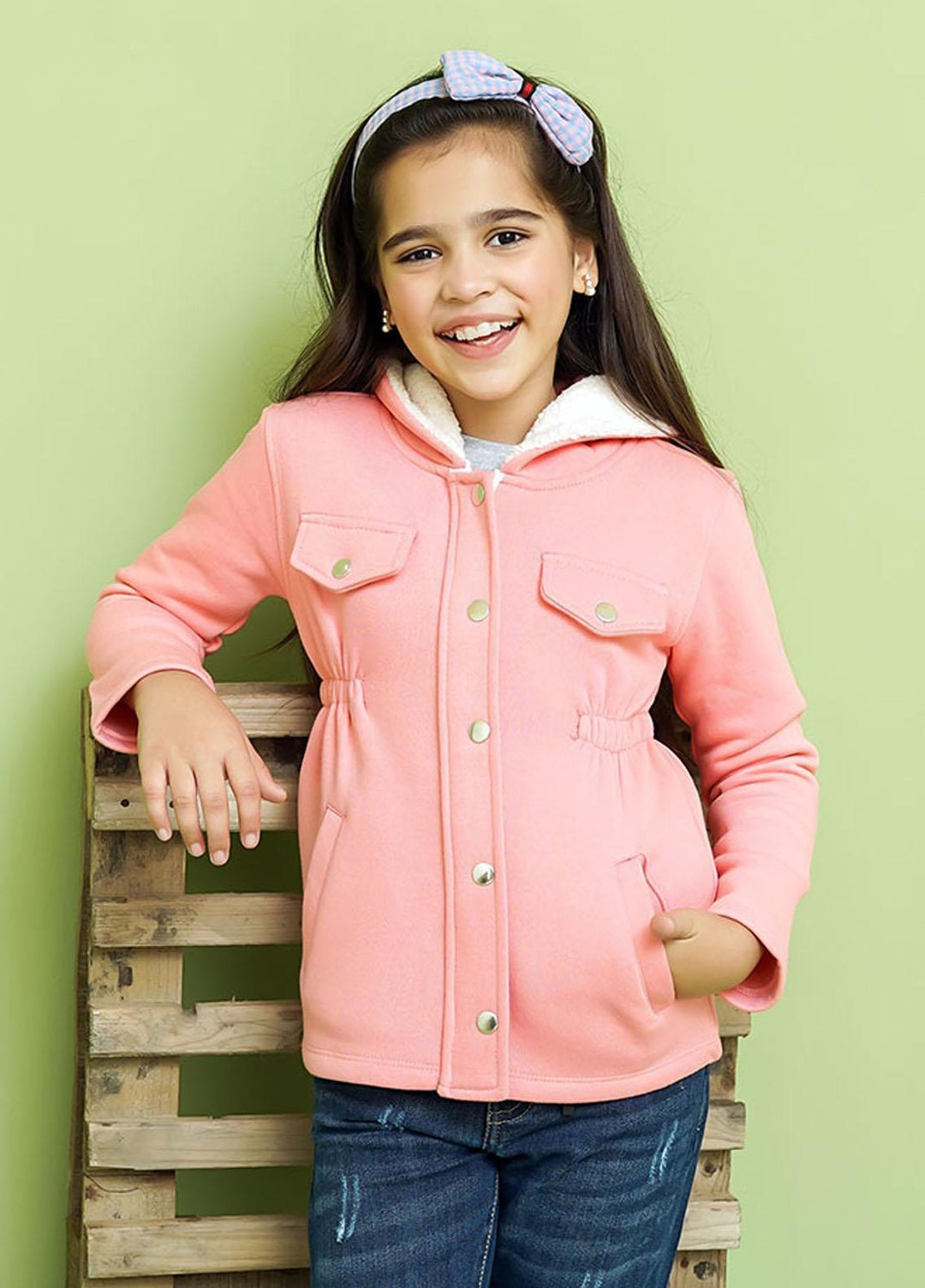 Ochre Coat for Girls - Fleece Hoodied Coat OGK-152