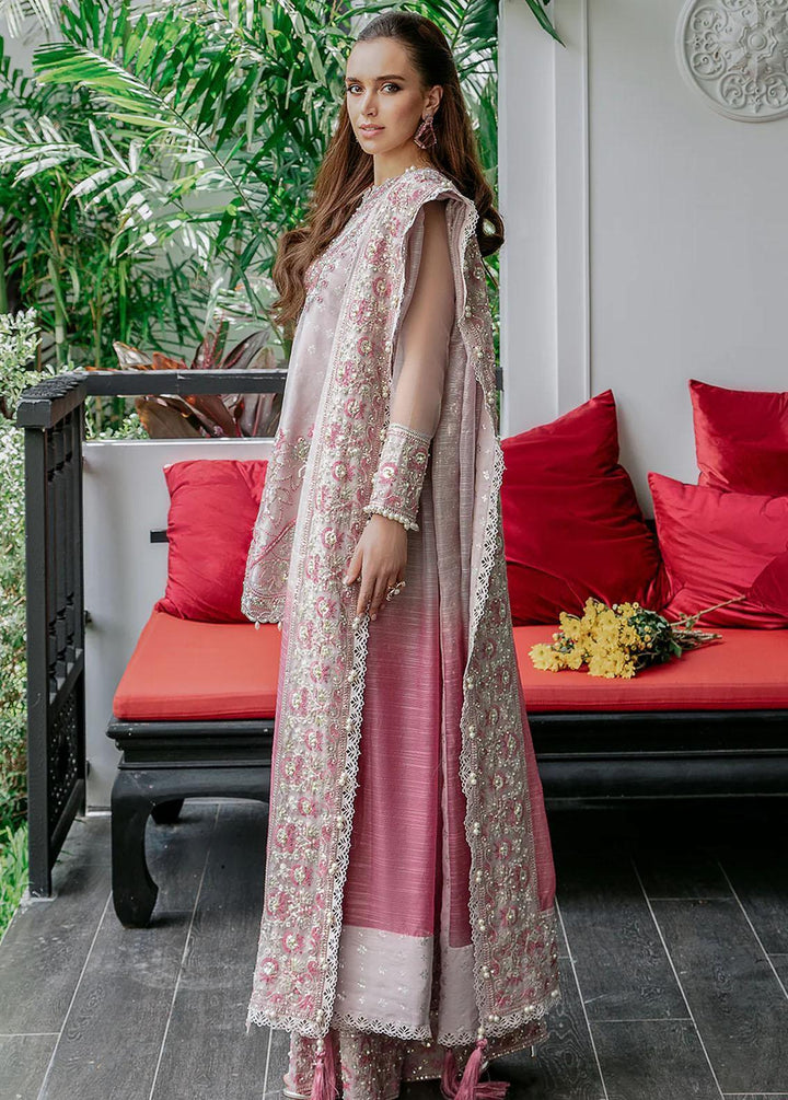 Saad Shaikh Pret Embroidered Organza 3 Piece Suit Pink Casade
