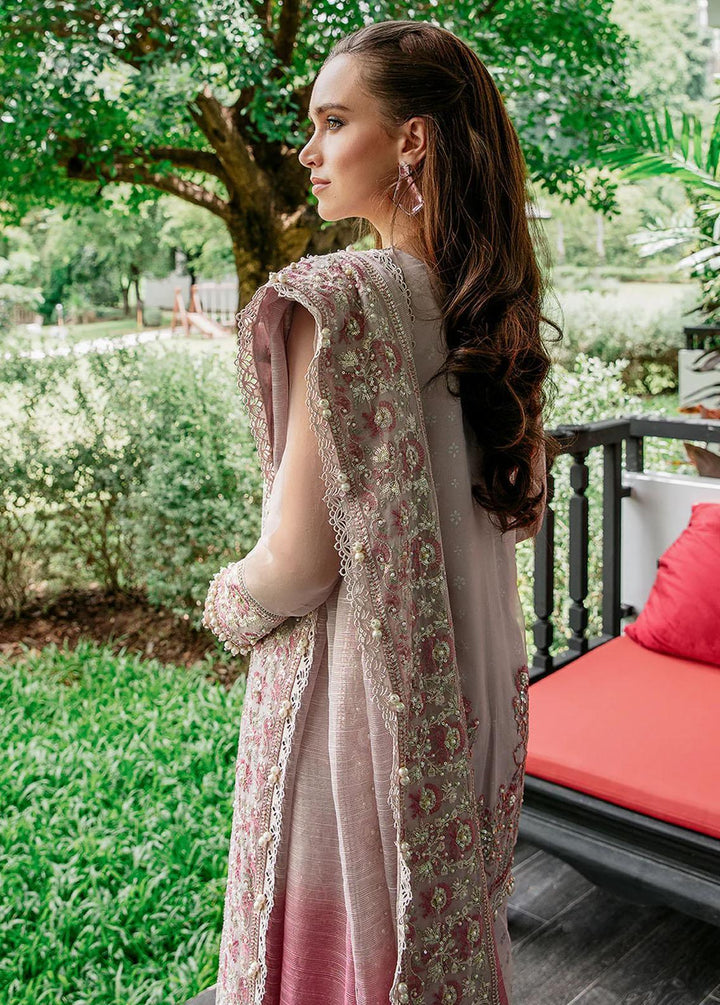 Saad Shaikh Pret Embroidered Organza 3 Piece Suit Pink Casade