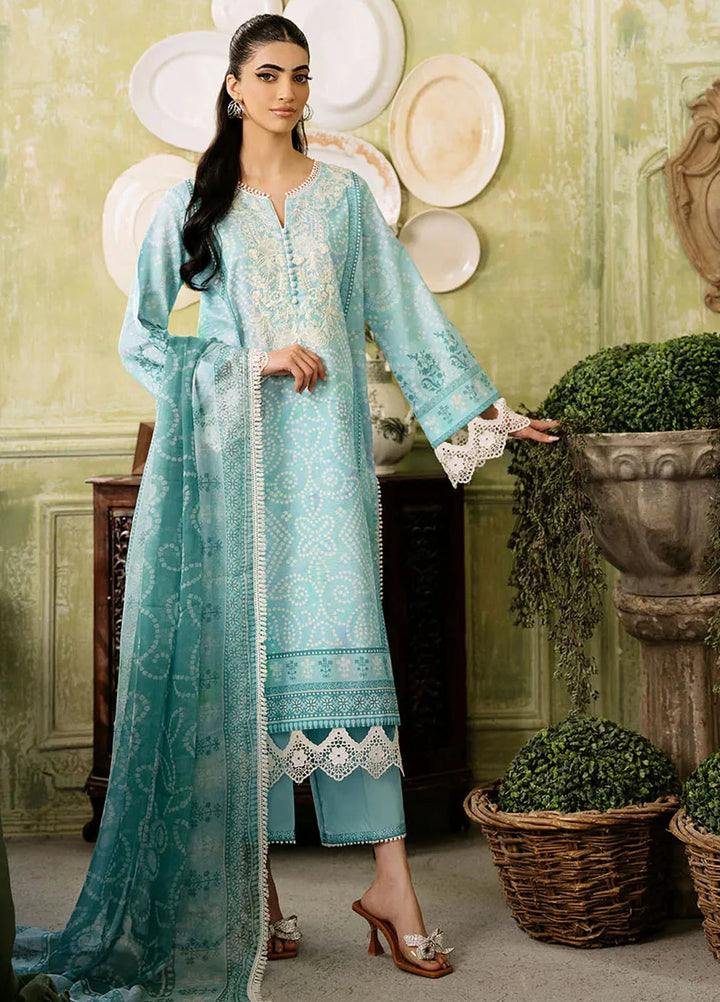 Flora by Roheenaz Printed Lawn Suit Unstitched 3 Piece RNZ24F RNP-03B Mirage - Summer Collection
