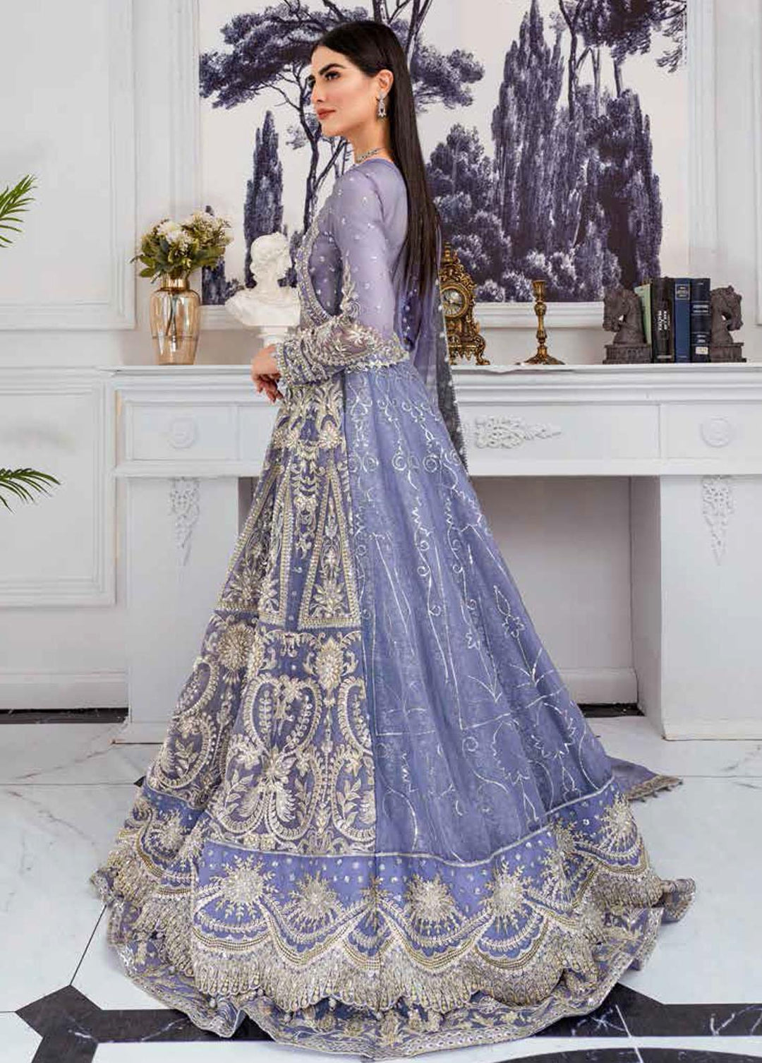 Floraison By Maryum N Maria Embroidered  Suits Unstitched 3 Piece MNM22F MBM-0033 Lavender Lusture - Bridal Collection