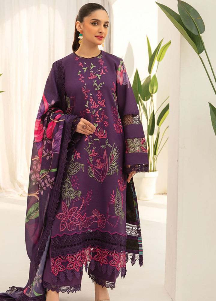 Florance By Rang Rasiya Embroidered Lawn Suits Unstitched 3 Piece RR24F D5 Carnation - Premium Collection