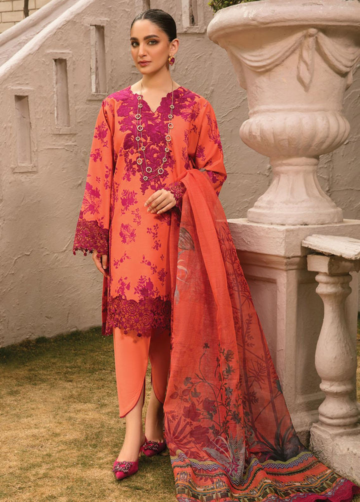 Florence By Rang Rasiya Embroidered Lawn Suits Unstitched 3 Piece RR23FL 08 Rose - Summer Collection