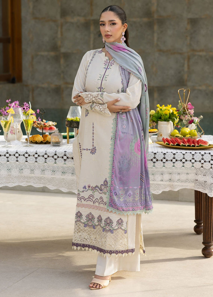 Florent Embroidered Lawn Suits Unstitched 3 Piece FL25EF FL-8 B - Summer Collection
