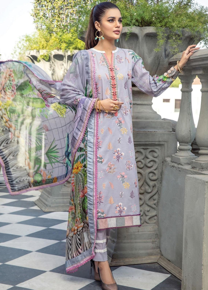 Florent Embroidered Lawn Suits Unstitched 3 Piece FL21LL D-01B - Summer Collection
