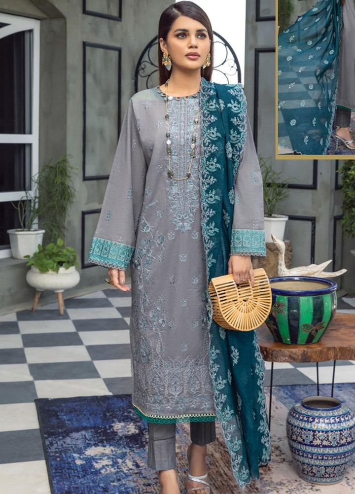 Florent Embroidered Lawn Suits Unstitched 3 Piece FL21LL D-03B - Summer Collection
