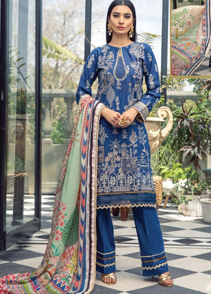 Florent Embroidered Lawn Suits Unstitched 3 Piece FL21LL D-06A - Summer Collection