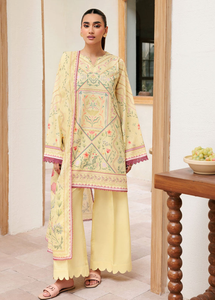 Florent Printed Lawn Suits Unstitched 3 Piece FL25PL FL-7A - Summer Collection